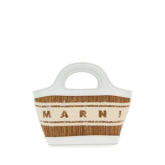 MARNI Handbags - Marni Women Two-Tone Raffia And Leather Micro Tropicalia Summer Handbag